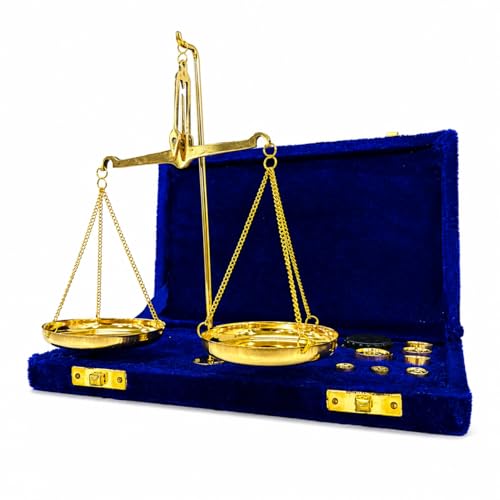 THOR INSTRUMENTS Vintage Brass Apothecary Scale with Purple Box Weight Scale Home Decor Antique Weight Balancing Scale Taraju Showpiece Levels Measuring Tool with Weight Balance - Image 3