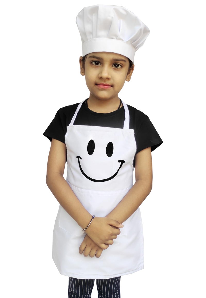 Switchon Polyester Waterproof Adjustable Kids Multi purpose Cooking Apron with a chef cap School Apron - Proudly made in india (White, 6Yrs to 11 Yrs) - Image 2