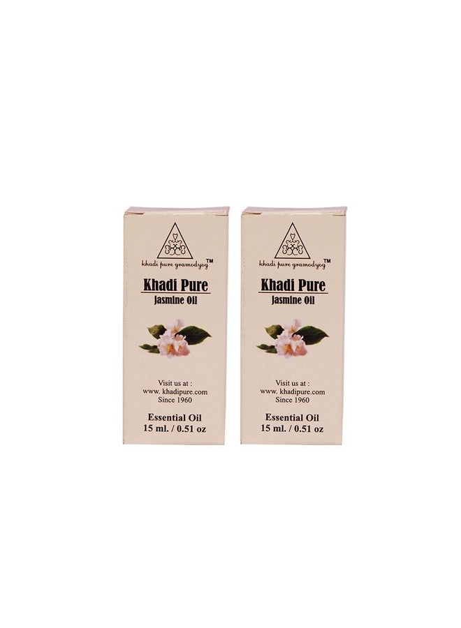 Khadi Pure Jasmine Essential Oil - 15ml (Set of 2) | 100% Pure & Therapeutic | Uplifts Mood & Relieves Stress | Promotes Relaxation & Skin Glow | Ideal for Aromatherapy, Massage, & Skin Care