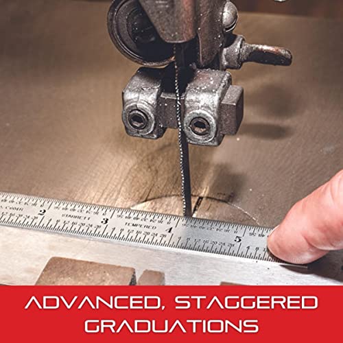 Starrett Full Flexible Steel Rule with Satin Chrome Finish, Quick Reading, and Inch Graduation - 4R Graduation, 6" Length, 1/64" Thickness - C304R-6 - Image 4