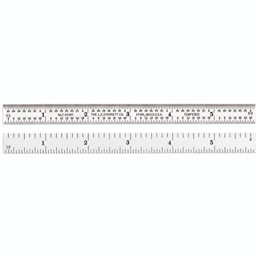 Starrett Full Flexible Steel Rule with Satin Chrome Finish, Quick Reading, and Inch Graduation - 4R Graduation, 6" Length, 1/64" Thickness - C304R-6 - Image 1
