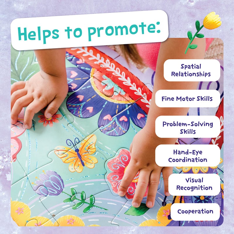 Peaceable Kingdom Shimmery Butterfly Floor Puzzle â€“ 53-Piece Giant Floor Puzzle for Kids Ages 5 & up â€“ Fun-Shaped Puzzle Pieces â€“ Great for Classrooms - Image 3