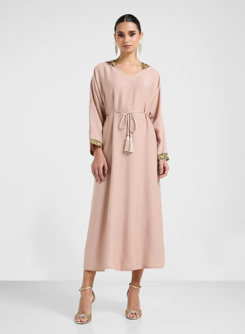 ARABIAN CLOSET Embroidered Hooded Abaya
