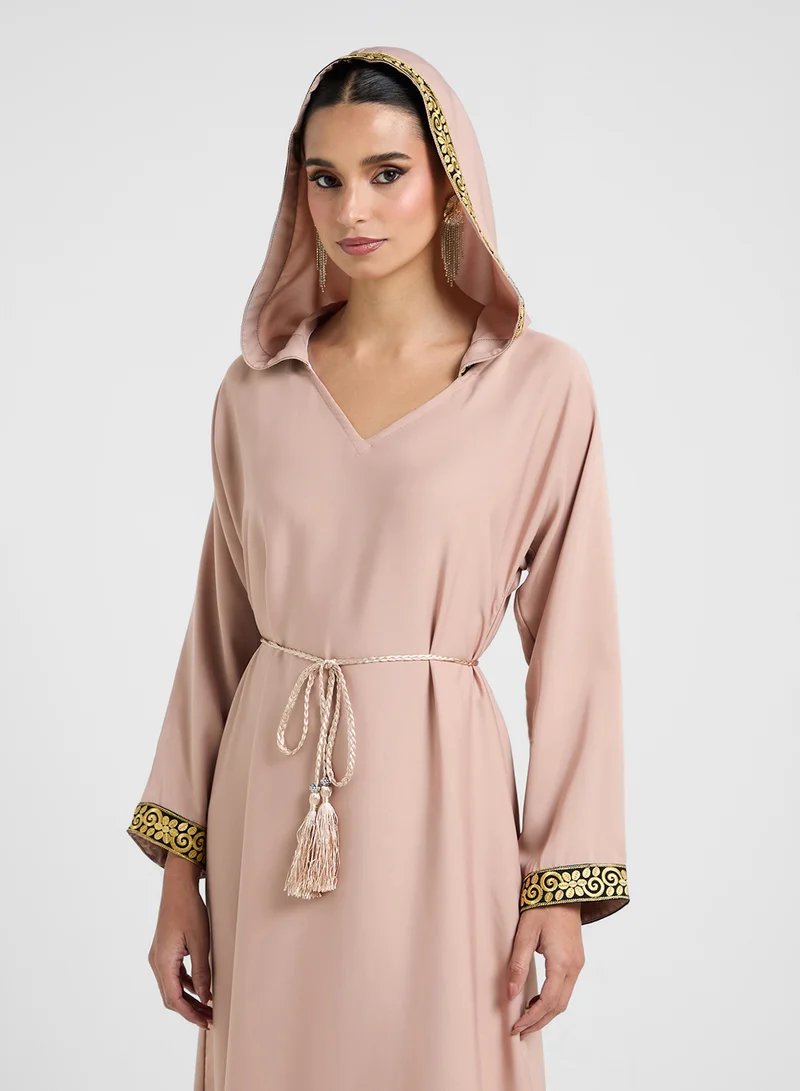 ARABIAN CLOSET Embroidered Hooded Abaya