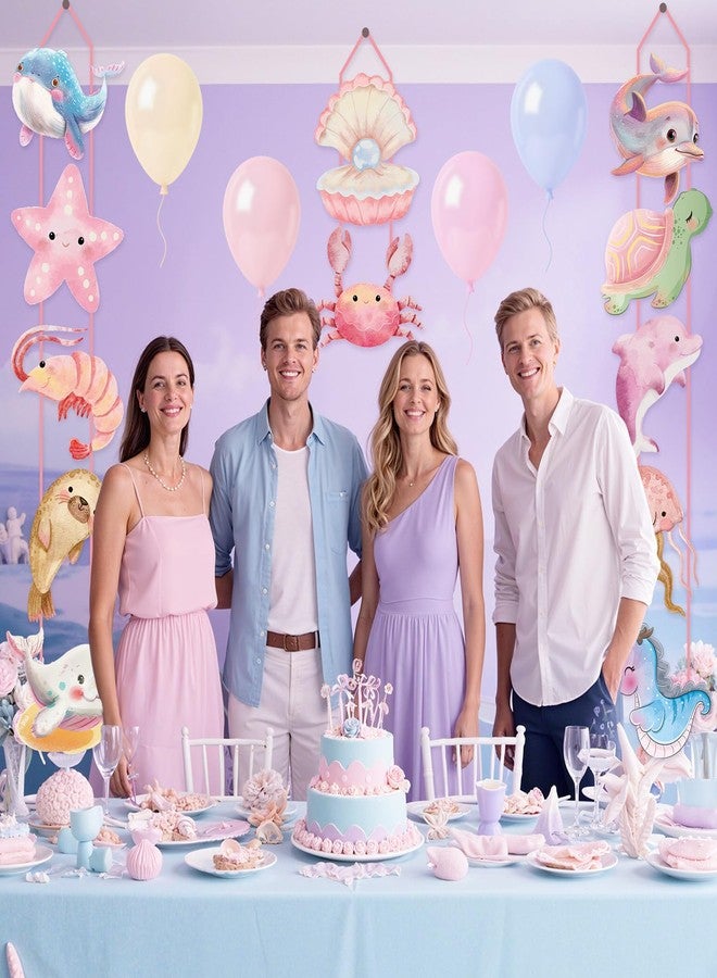 LUUFILx Under The Sea Party Decoration Ocean Animals Door Signs Under The Sea Hanging Decorations for Girls Pink Ocean Animals Birthday Party Banners Sea Themed Baby Shower Favor Supplies - Image 4