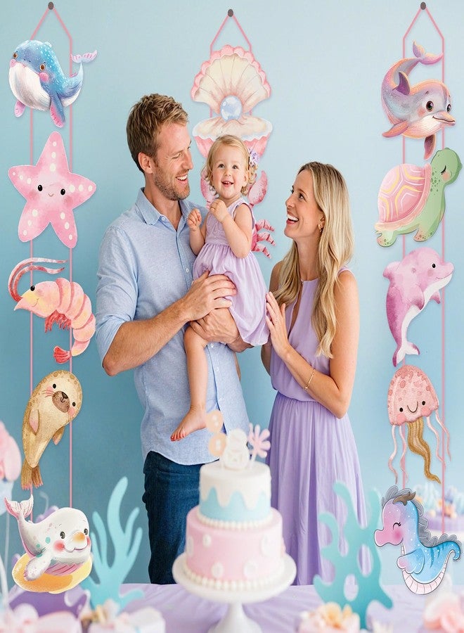 LUUFILx Under The Sea Party Decoration Ocean Animals Door Signs Under The Sea Hanging Decorations for Girls Pink Ocean Animals Birthday Party Banners Sea Themed Baby Shower Favor Supplies - Image 3