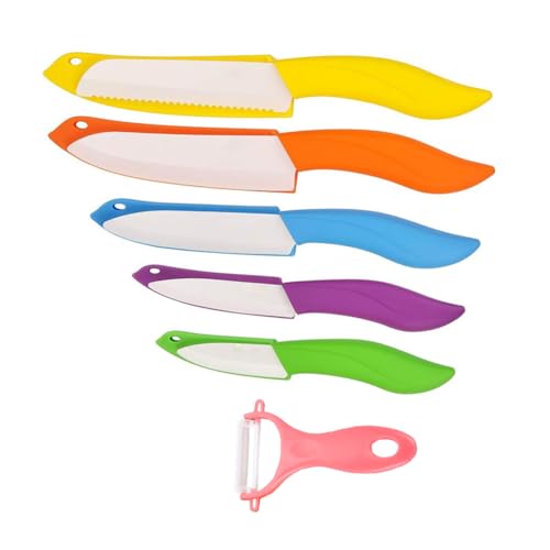 Astylway Ceramic Knife Set 6 Piece Ceramic Knives Colored with Cover Kitchen Knife Set include Peeler 3 inch Paring Knife Bread knife 6 inch Small Chef Knife - Image 1