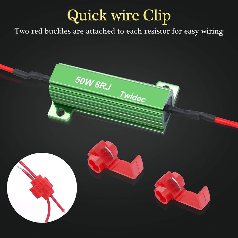 Twidec /4Pcs 50W 8Ohm LED Load Resistors For Fix LED Hyper Flash Turn Signal Light Bulb Fast Blink Error Code Warning Cancellor RX24-50W8-4X - Image 2
