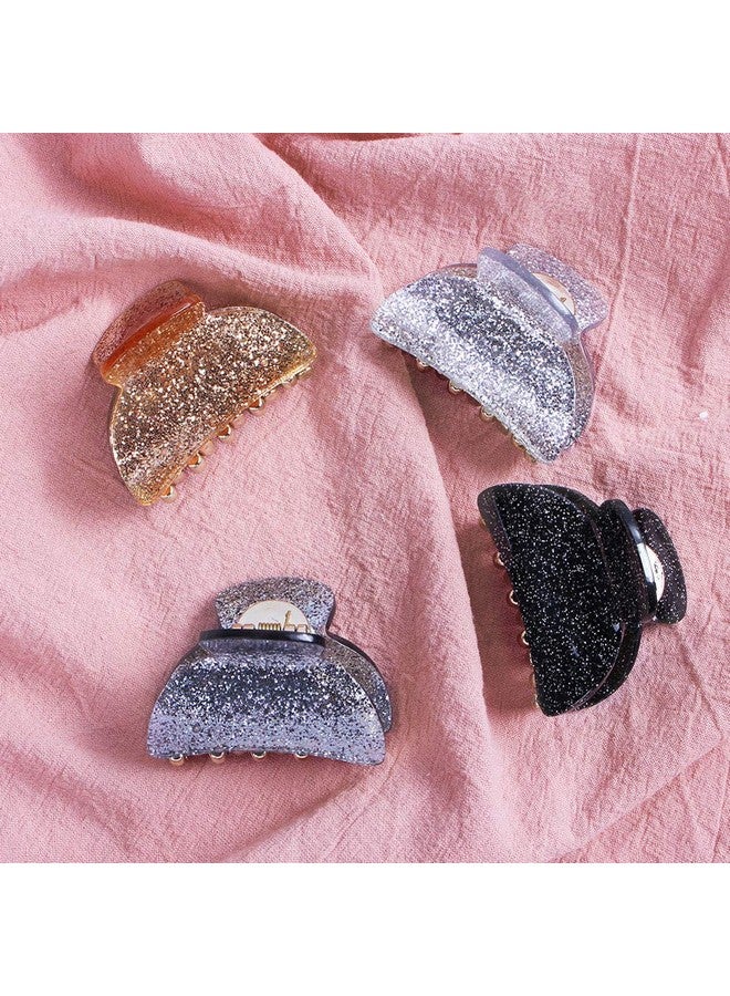 Teensery 4 Pcs Acrylic Hair Claw Clips Glitter Non Slip Hair Barrette Jaw Clamps Ponytail Holder Hair Accessories For Women And Girls - Image 4
