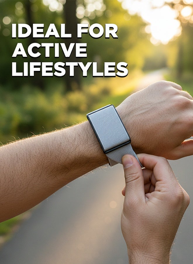 إس كولور سوار نايلون مرن ممغنط متوافق مع Amazfit Helio، سوار رياضي ناعم قابل للتمدد بديل لساعة Amazfit Helio للرجال والنساء – رمادي فاتح - Image 4
