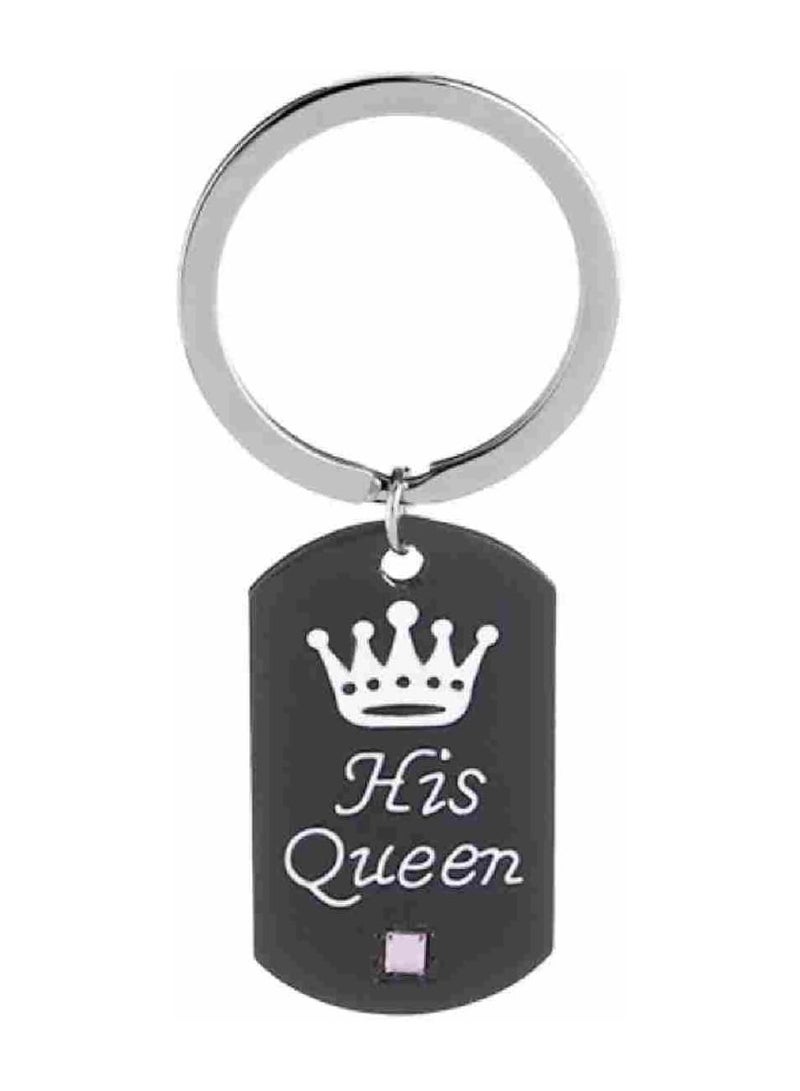 SOLDOUT Lovers Her King His Queen Keychain Set Creative Alloy Pendant Necklace Couple Love Forever Necklace Valentine Day Jewelry (Black, 1 Pair)  - Image 2