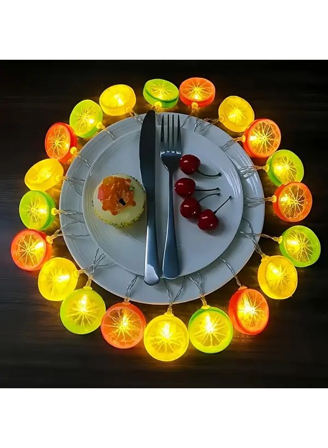 أضواء LED دافئة باللون الأبيض على شكل شرائح الليمون، 10 أضواء لتزيين الأماكن الخارجية - Image 1