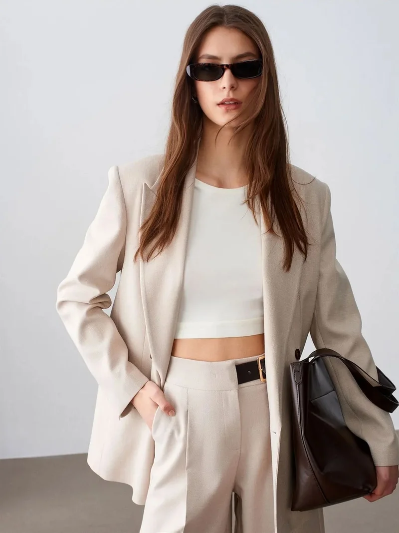 Dilvin DILVIN Women's Crepe Blazer Jacket