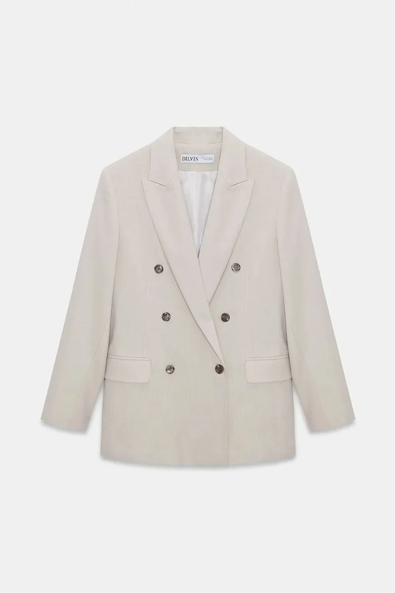 Dilvin Beige Natural DILVIN Women's Crepe Blazer Jacket for Women | Best Price UAE
