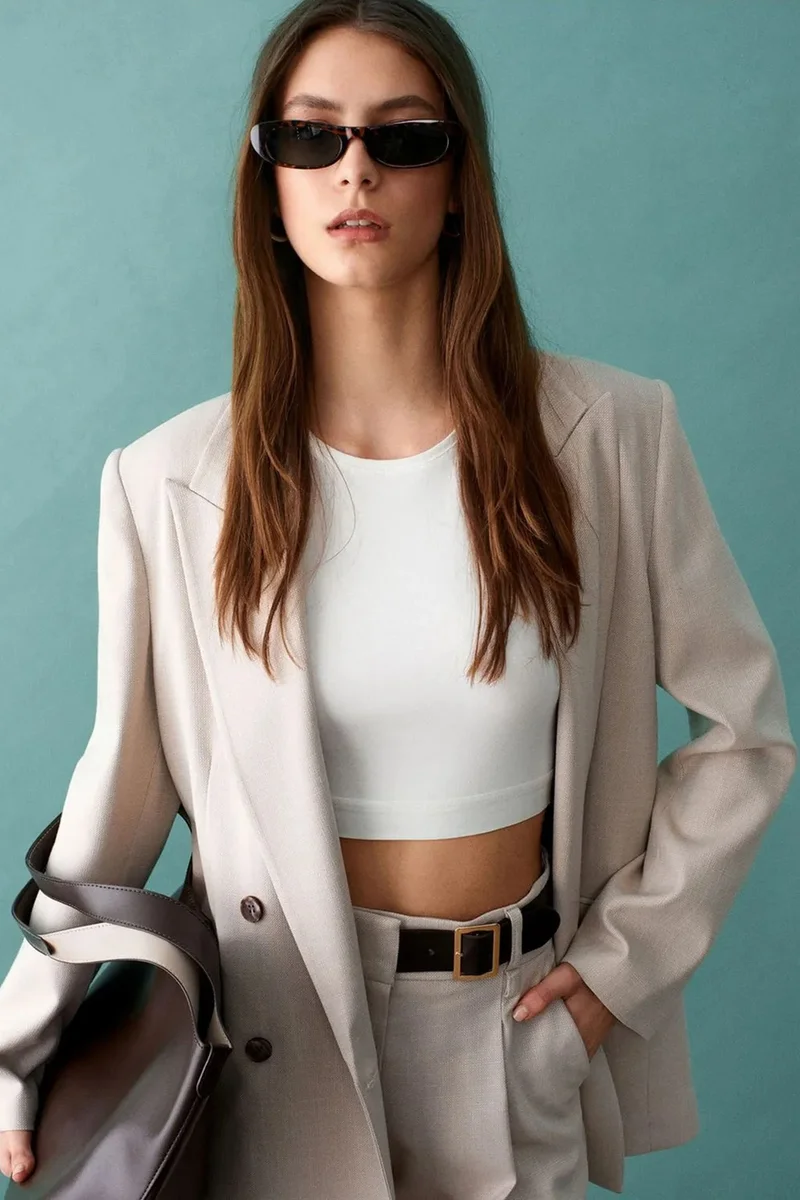 DILVIN Women's Crepe Blazer Jacket