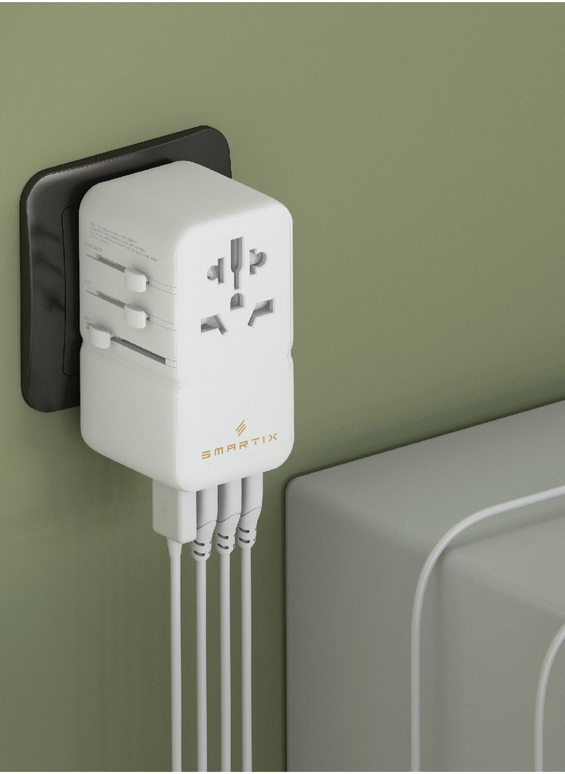 Smartix - Smartix Premium 140W GaN International Travel Adaptor – RapidTurbo Fast Charging | Universal 5-in-1 Adapter with US/EU/UK/AU Plugs | IntelliCharge | GaN PD 140W | USB-C & USB-A - Image 1