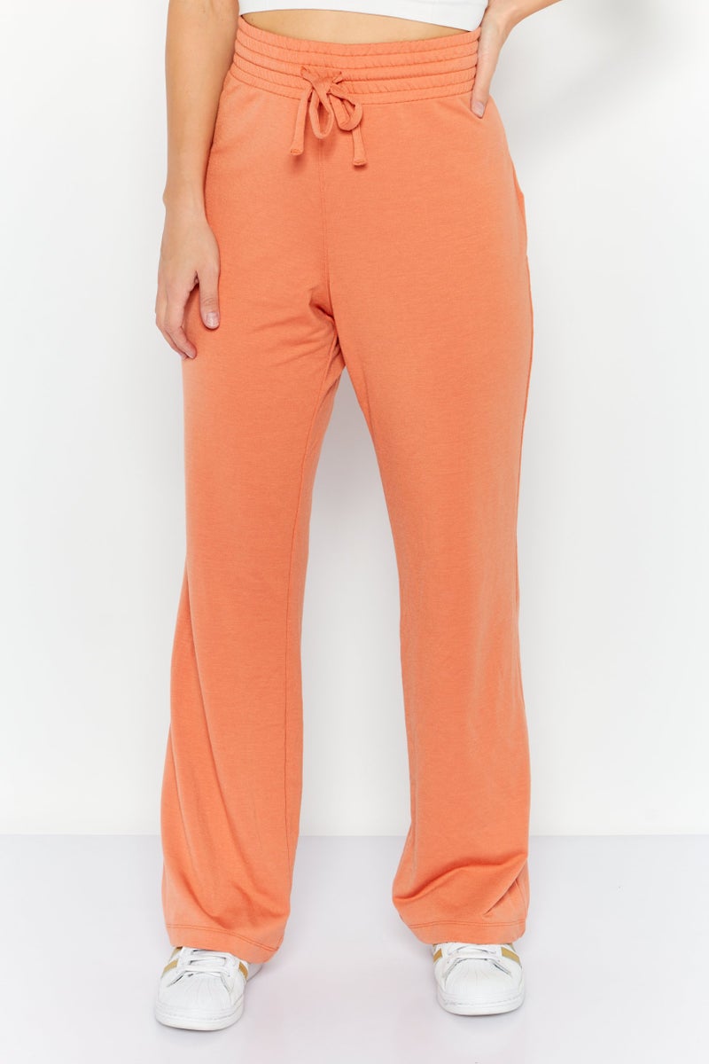 Hurley Women Regular Fit Plain Flare Pants, Orange  - Image 1