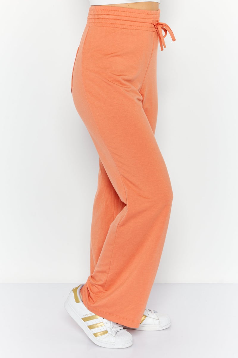 Hurley Women Regular Fit Plain Flare Pants, Orange - Image 2