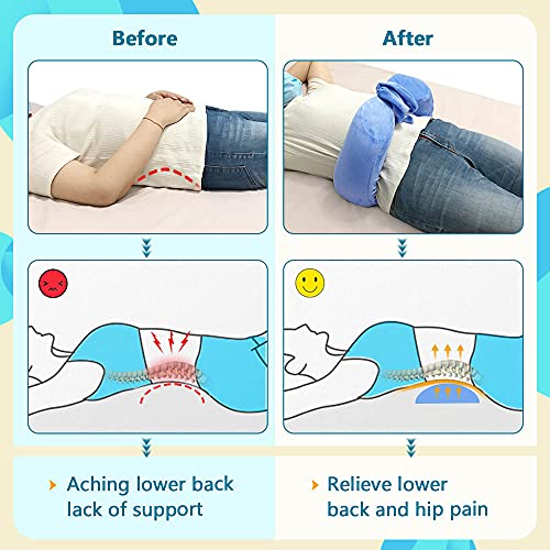 KAVIL Lumbar Roll Pillow for Sciatica Nerve Pain Sleeping Lower Back Support Scoliosis Waist Pillow for Side Sleeper in Bed & Office Chair Adjustable Straps Lumbar Foam Positioning Pillow (L Size) - Image 5