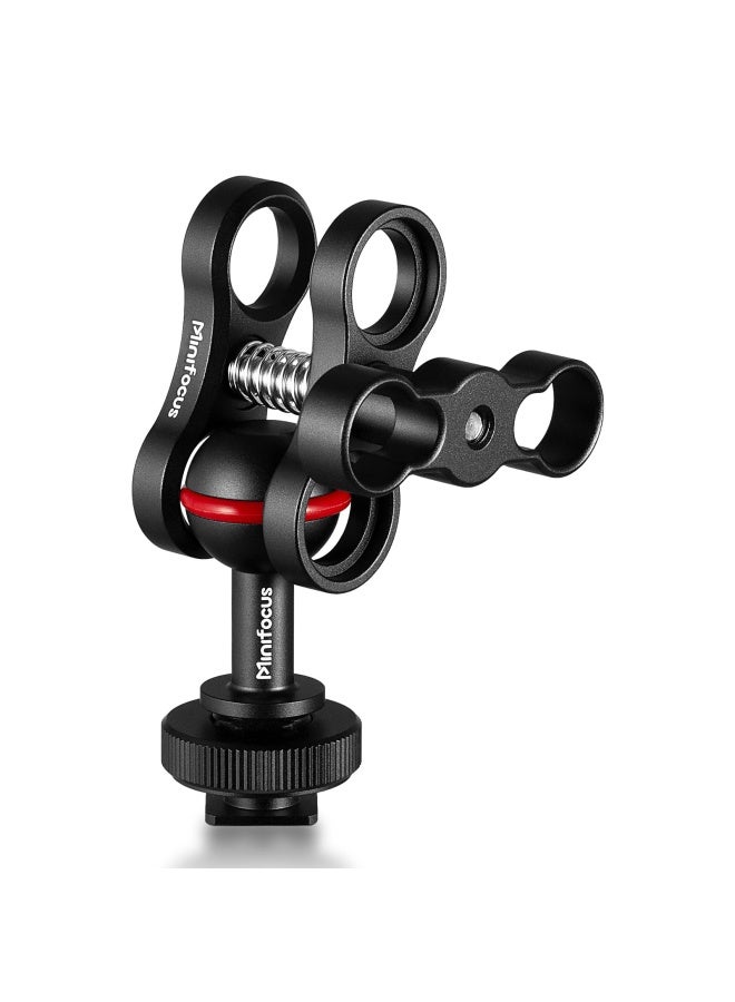 MINIFOCUS 1 Ball Clamp Mount with Cold Shoe Ball Mount Head Base Adapter Connector for Diving Light Arm Underwater Camera Waterproof Housings Case Video Flash Strobe Hot Shoes  - Image 1