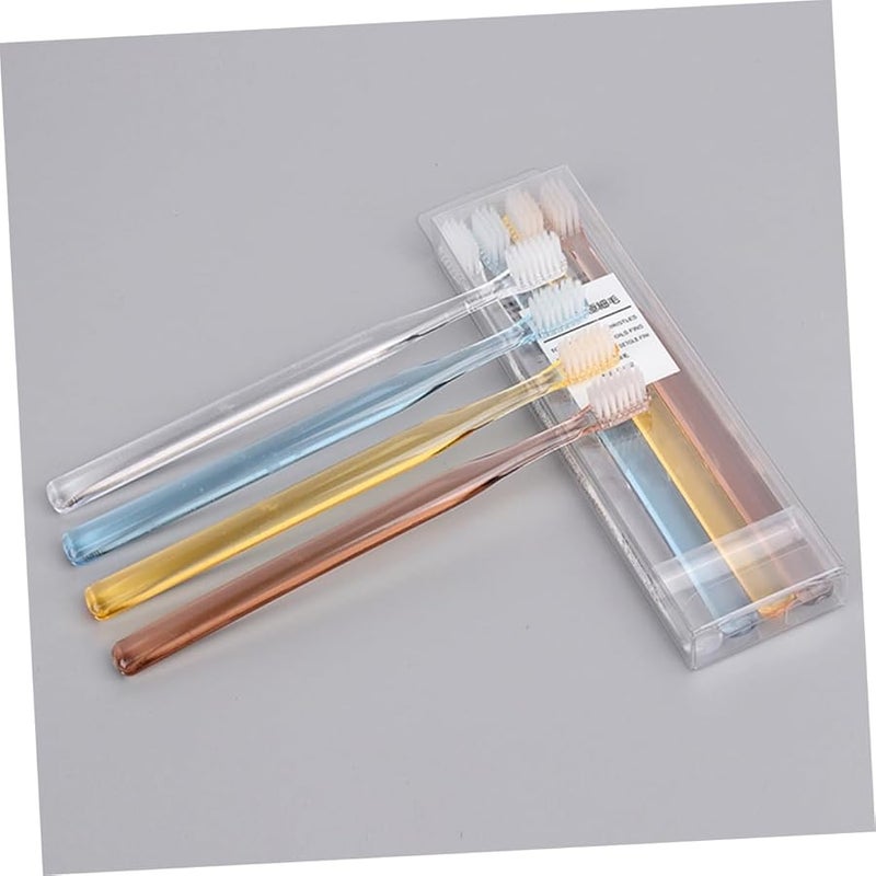 فرشاة أسنان بشعيرات ناعمة شفافة كريستالية 8 قطع بتصميم مريح للبالغين للمنزل والسفر - Image 3