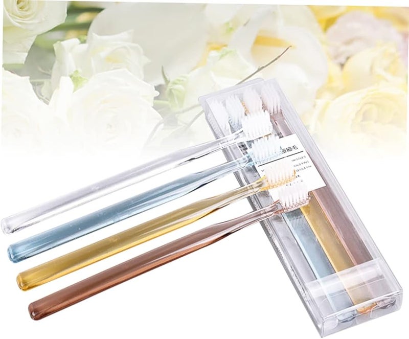 فرشاة أسنان بشعيرات ناعمة شفافة كريستالية 8 قطع بتصميم مريح للبالغين للمنزل والسفر - Image 5