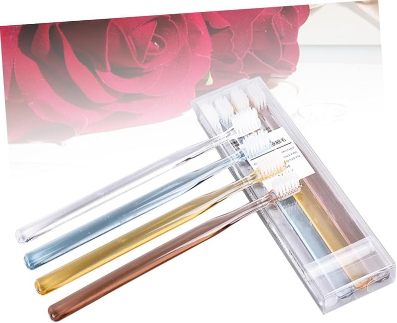 فرشاة أسنان بشعيرات ناعمة شفافة كريستالية 8 قطع بتصميم مريح للبالغين للمنزل والسفر - Image 4