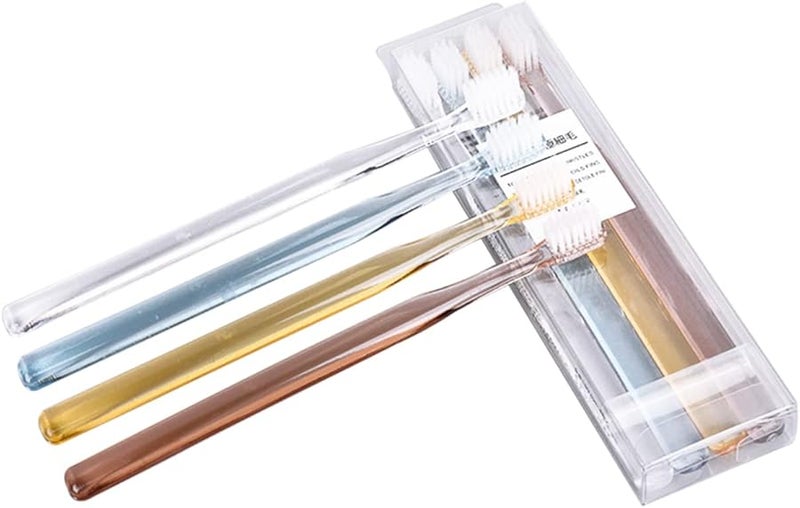 فرشاة أسنان بشعيرات ناعمة شفافة كريستالية 8 قطع بتصميم مريح للبالغين للمنزل والسفر - Image 2