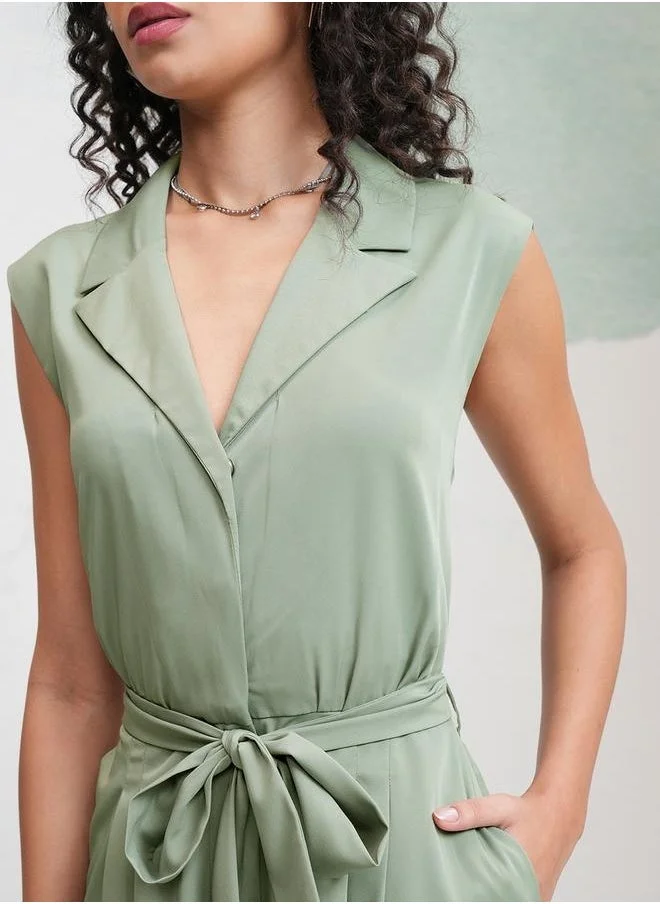 Tokyo Talkies Tokyo Talkies Solid Waist Tie Up Culotte Leg Jumpsuit