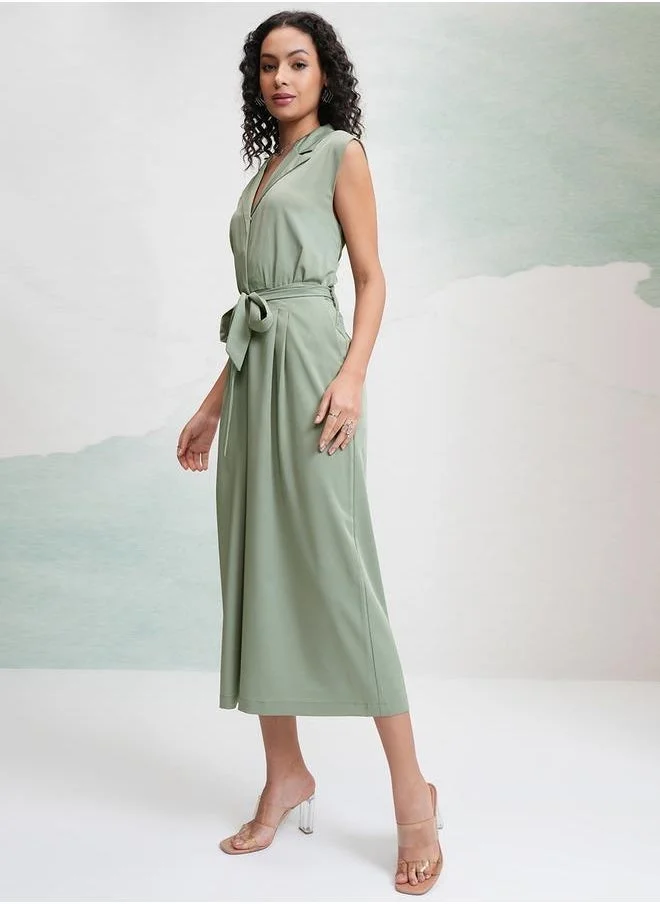 Tokyo Talkies Tokyo Talkies Solid Waist Tie Up Culotte Leg Jumpsuit