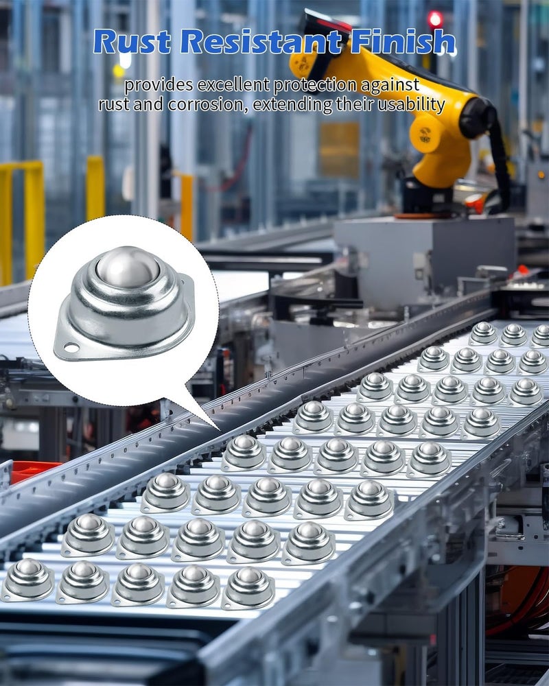 AOKLIT 32Pcs Roller Ball Transfer Bearing, 1 Inch Carbon Steel Ball Casters, Mounted Round Ball Transfer Unit Universal for Conveyor Roller Stand, Furniture, Transmission, Trolley Screw - Image 4