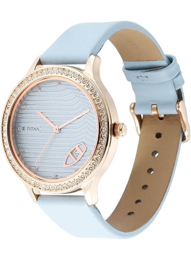 تيتان حزام ساعة من الجلد بمينا أزرق واندر - Image 4