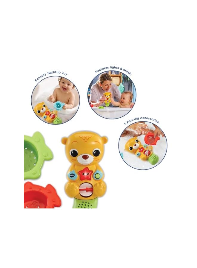 vtech Splashing Fun Otter Bath Toy For 1 Year Olds + Sensory Bathtub Toy With Lights Music And 3 Pouring Accessories 1 2 3 Years + English Version - Image 2