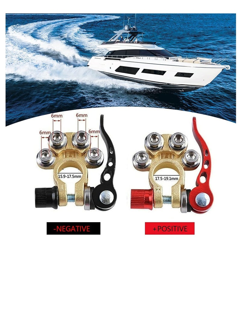 SYOSI Battery Terminal Clamp Connectors, 2Pcs 4 Way Positive Negative Car Battery Terminals Connector Quick Release Disconnect for SAE/JIS Type A Posts  - Image 3