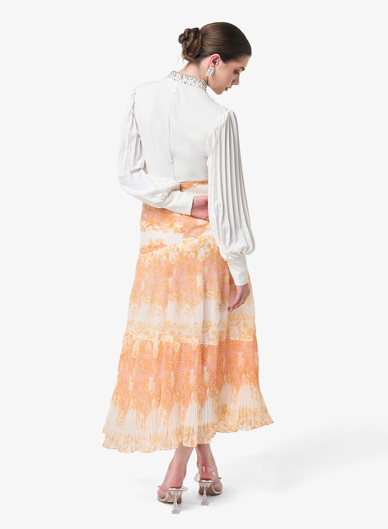 Threadz by Ajooni Pearl Embellished Keyhole High Neck Maxi Dress - Image 2