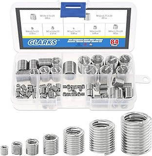 Glarks Glarks 84Pcs 304 Stainless Steel Wire Thread Inserts Thread Repair Sleeve Kit, Metric M3 M4 M5 M6 M8 M10 M12 Steel  - Image 1