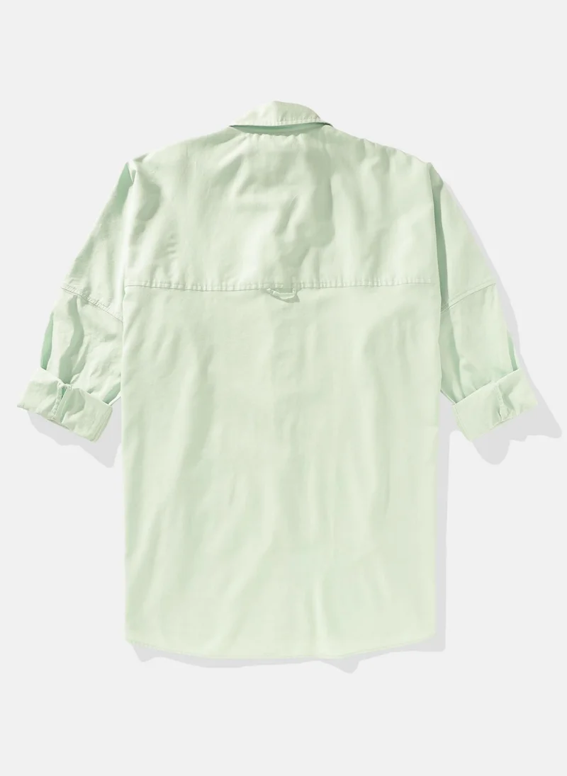 American Eagle Pocket Detail Button Down Oversized Shirt