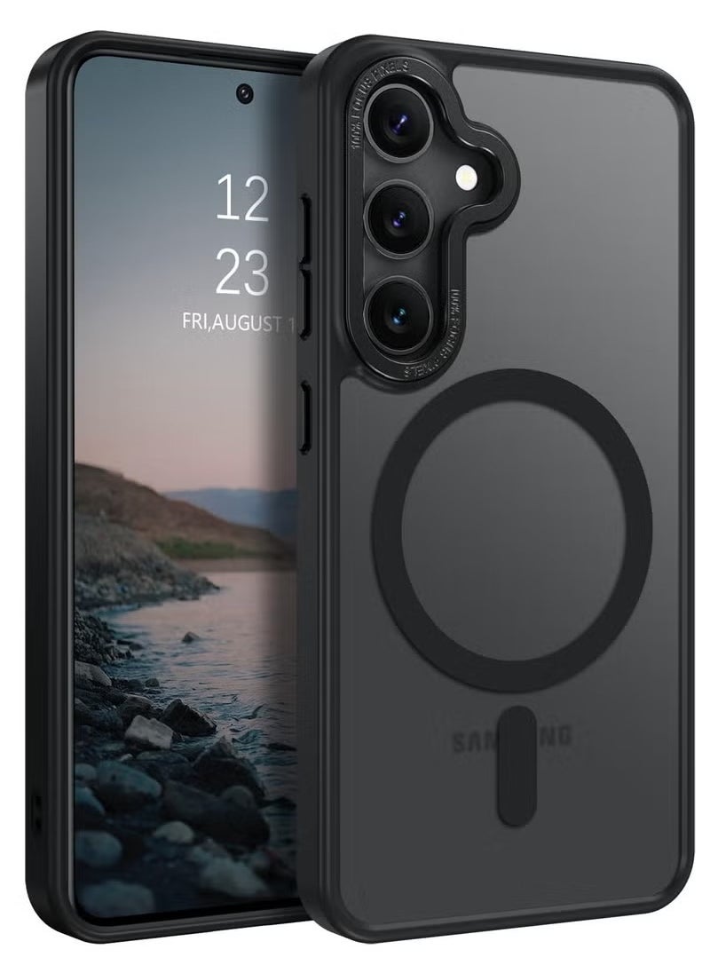 KENSUO - for Samsung S25/S24 Plus Case, Compatible with MagSafe, Magnetic Translucent Matte Back Shockproof Cover with Strong Magnet, Slim Thin Full Protection Phone Case for Galaxy S25/S24 Plus 5G (Black) - Image 1