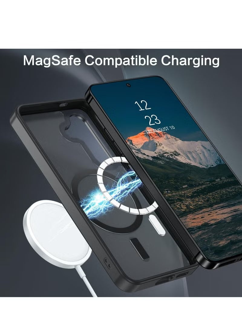 KENSUO - for Samsung S25/S24 Plus Case, Compatible with MagSafe, Magnetic Translucent Matte Back Shockproof Cover with Strong Magnet, Slim Thin Full Protection Phone Case for Galaxy S25/S24 Plus 5G (Black) - Image 1