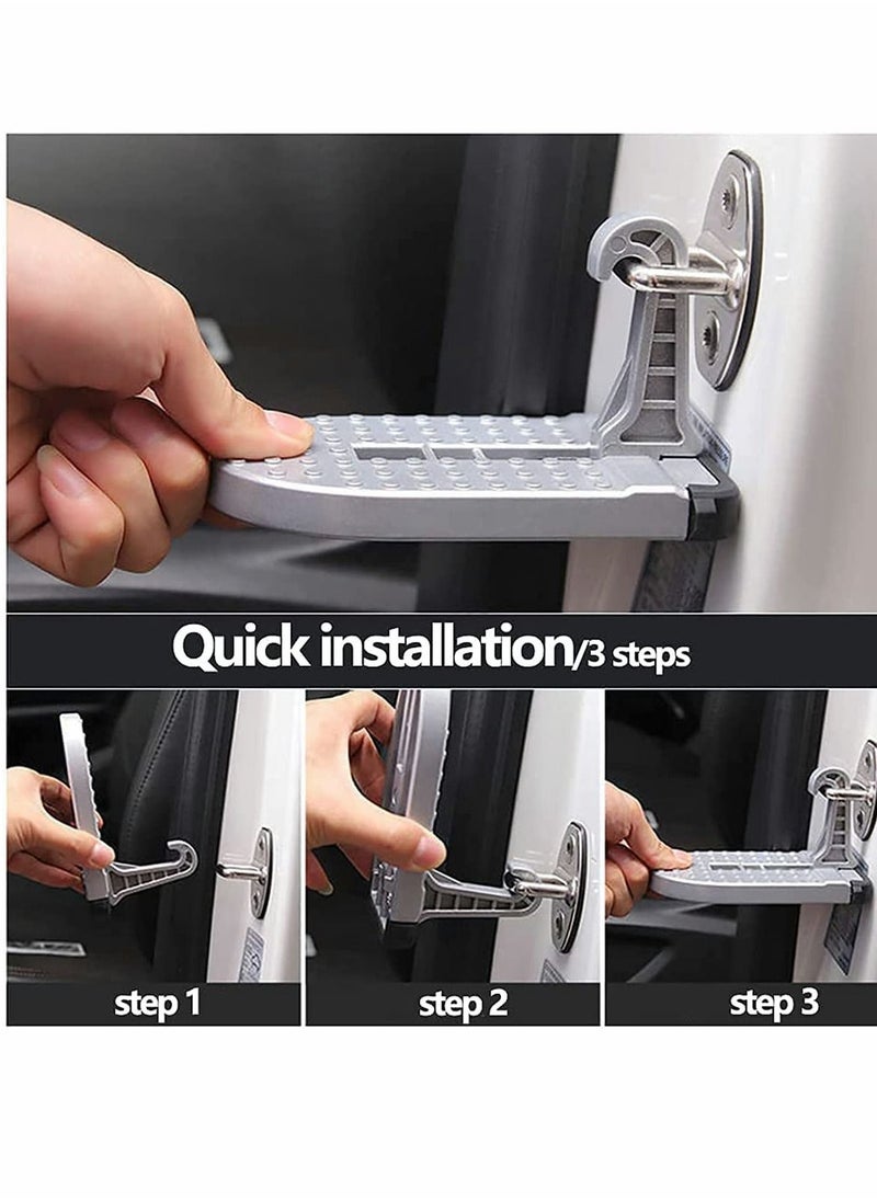Y&D Car Door Step Foldable Roof Rack Stand Pedal Up on Latch Universal Fit for Most Car SUV Track Max Load 510 Lbs  - Image 4