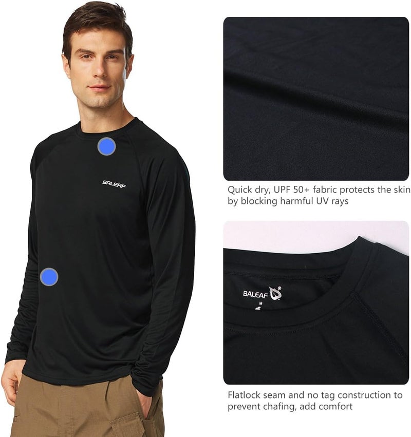Baleaf Men's Sun Protection Shirts UV SPF UPF 50+ Long Sleeve Rash Guard Fishing Running Quick Dry Lightweight - Image 3