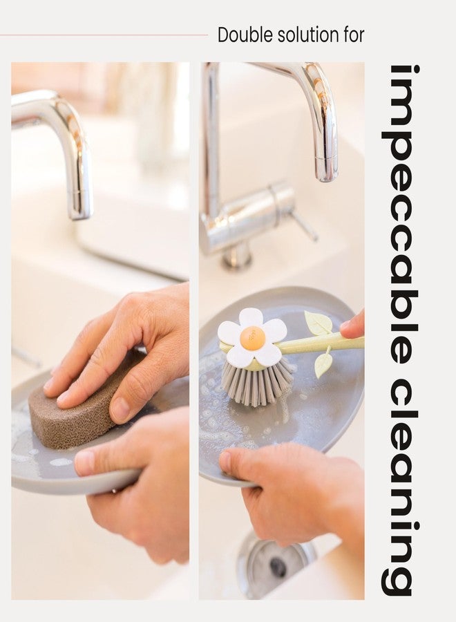 Vigar Florganic Kitchen Sink Caddy Set with Dish Soap Dispenser - Sponge Holder, Decorative Flower Dish Brush & Sponge, Kitchen Sink Organizer, Brush Holder and Soap Caddy for Countertop - Pink - Image 5