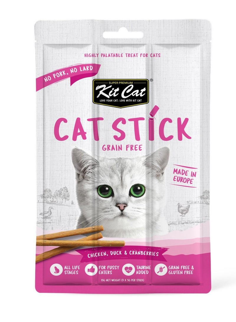 Kit Cat Grain Free Cat Stick Chicken Duck and Cranberries 15g - Image 1