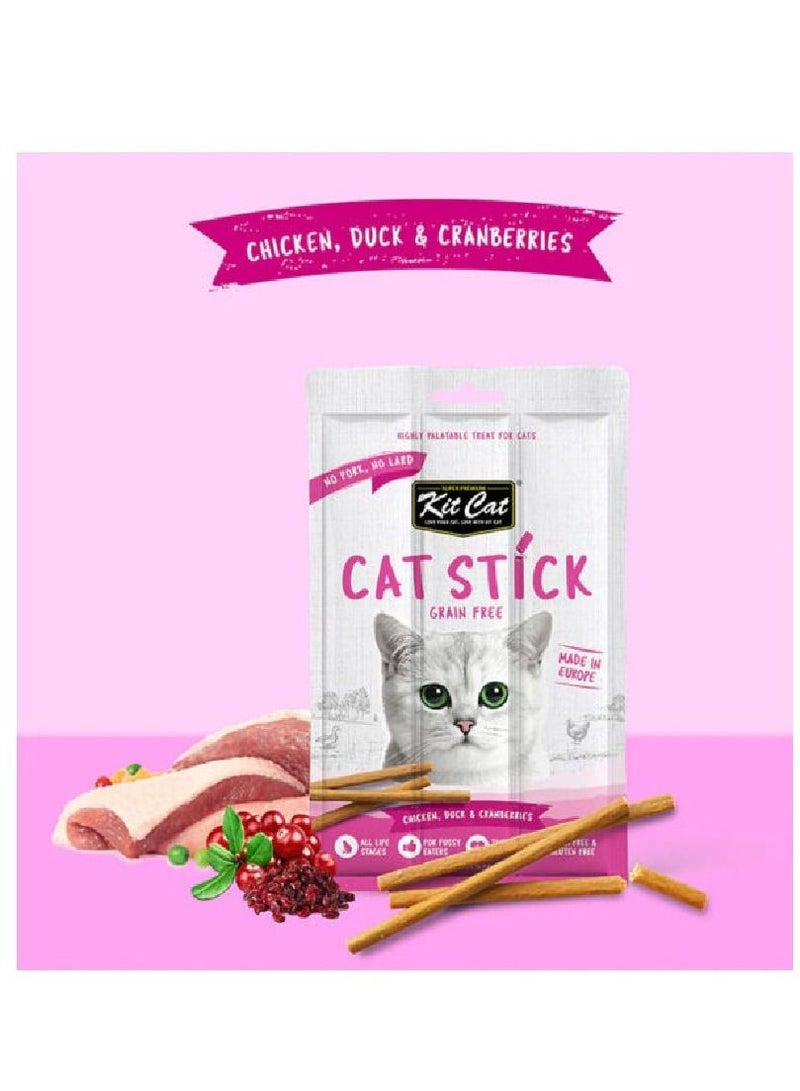 Kit Cat Grain Free Cat Stick Chicken Duck and Cranberries 15g - Image 2