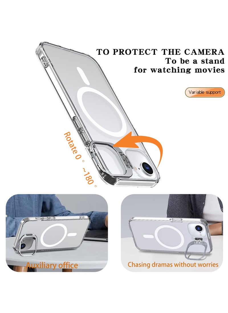 iPhone 16e Case Cover, Camera Control Capture Button, Built-in Stash Stand Phone Case, Compatible with MagSafe, Camera Kickstand Protective Case