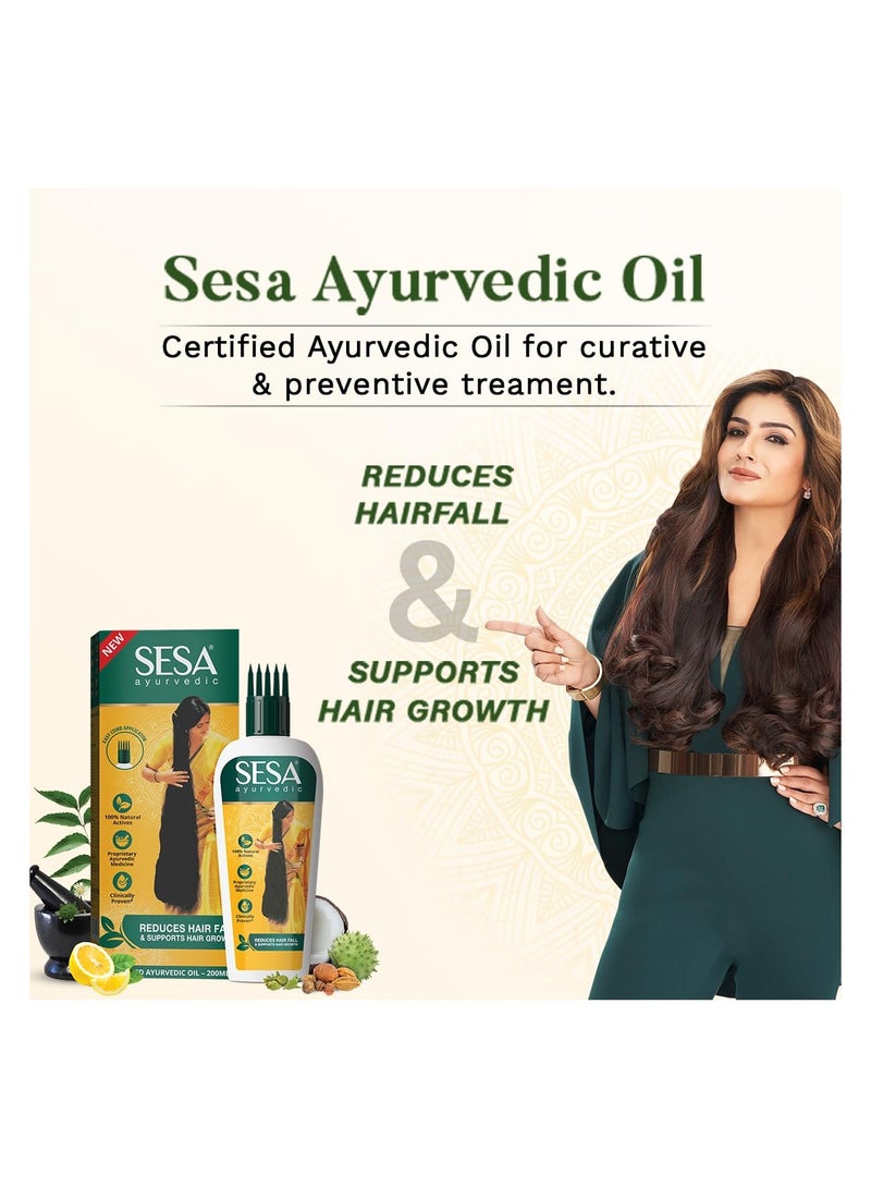 Sesa Ayurvedic Hair Oil With Bhringraj & 17 Rare Herbs With Coconut Oil and 4 Nourishing Oil For Hair Growth Help Control Hair Fall with Easy Oil Applicator For Women and Men (200 ml) - Image 2