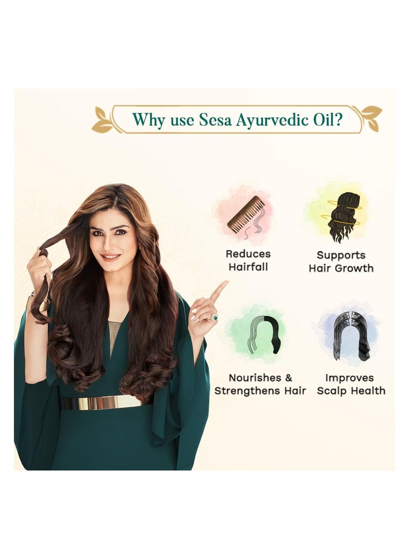 Sesa Ayurvedic Hair Oil With Bhringraj & 17 Rare Herbs With Coconut Oil and 4 Nourishing Oil For Hair Growth Help Control Hair Fall with Easy Oil Applicator For Women and Men (200 ml) - Image 3