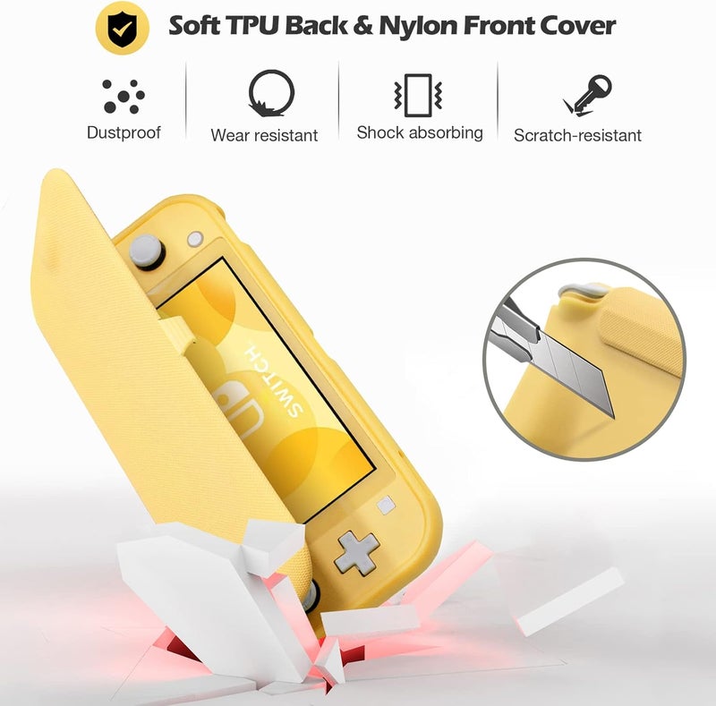 Procase Flip Cover for Nintendo Switch Lite with 2 Pack Tempered Glass Screen Protectors, Slim Protective Case with Magnetically Detachable Front Cover for Nintendo Switch Lite 2019 -Yellow - Image 3