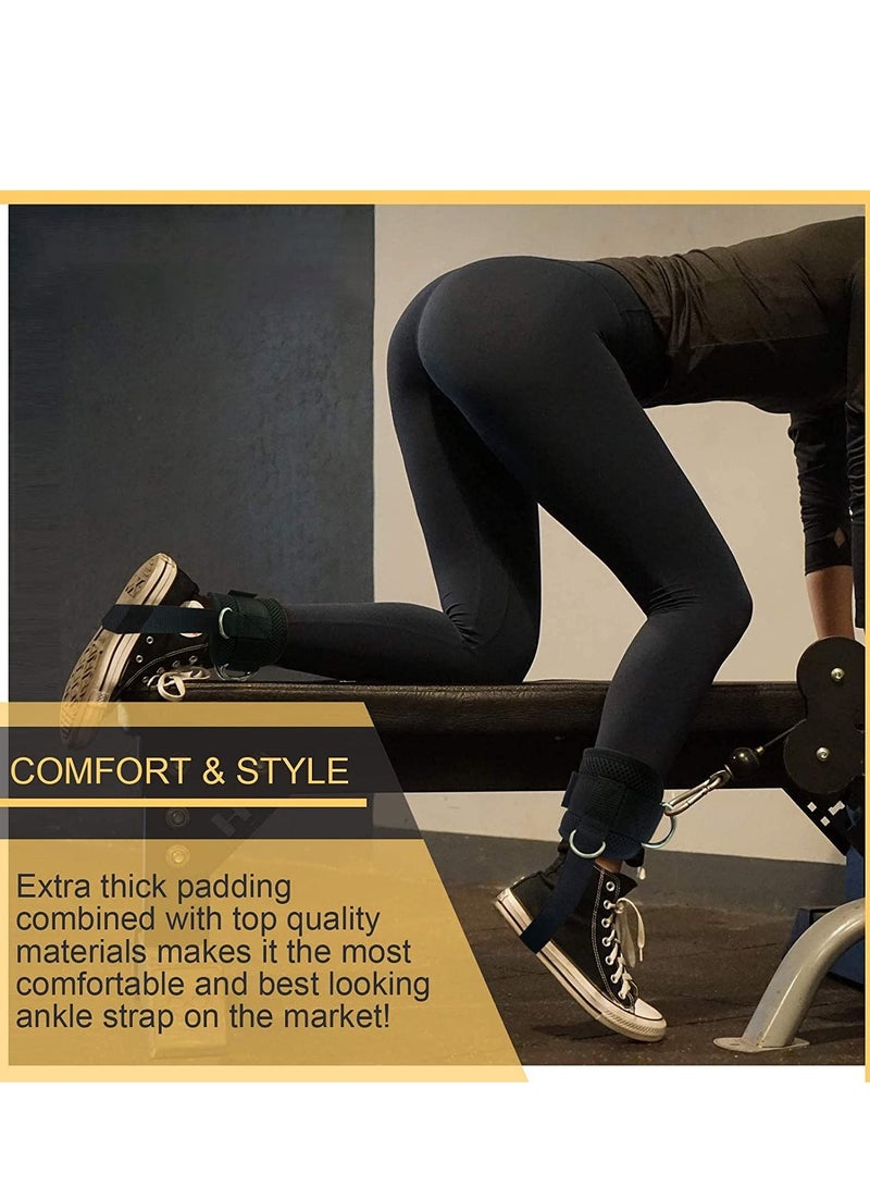 Excefore Ankle Straps for Cable Machines, Strong Hook and Loop, Reinforced Double D-Ring, Adjustable Comfort fit Neoprene - Premium Cuffs to Enhance Abs, Glute & Leg Workouts - Image 5