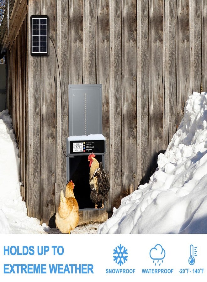 NyPots Automatic Chicken Coop Door Solar Powered, LCD Display Automatic Chicken Door with Timer & Light Sensor Mix 4Modes, Aluminum Alloy Chicken Door, Range 20M Remote Control Solar Chicken Coop Door - Image 4
